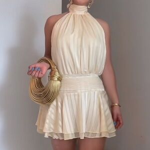 Elegant Cream Halter Dress